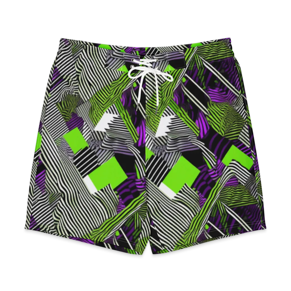 Neon Zebra Logic on Men's Board Shorts — Front