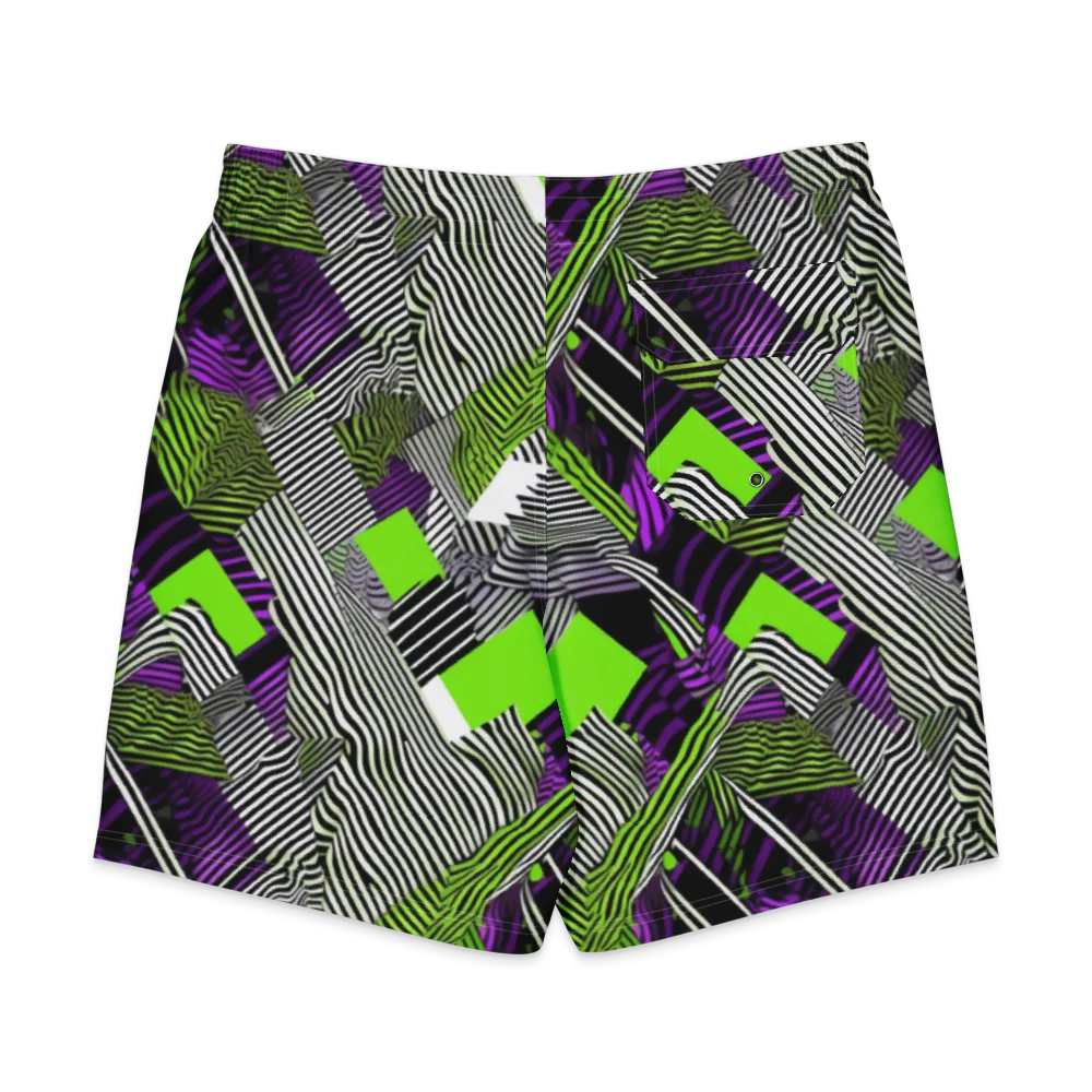 Neon Zebra Logic on Men's Board Shorts — Back