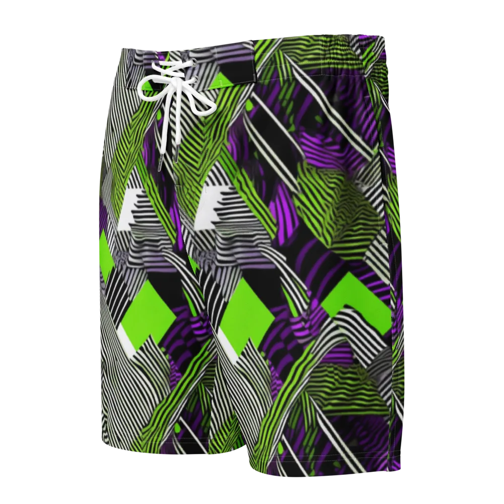 Neon Zebra Logic on Men's Board Shorts — Front