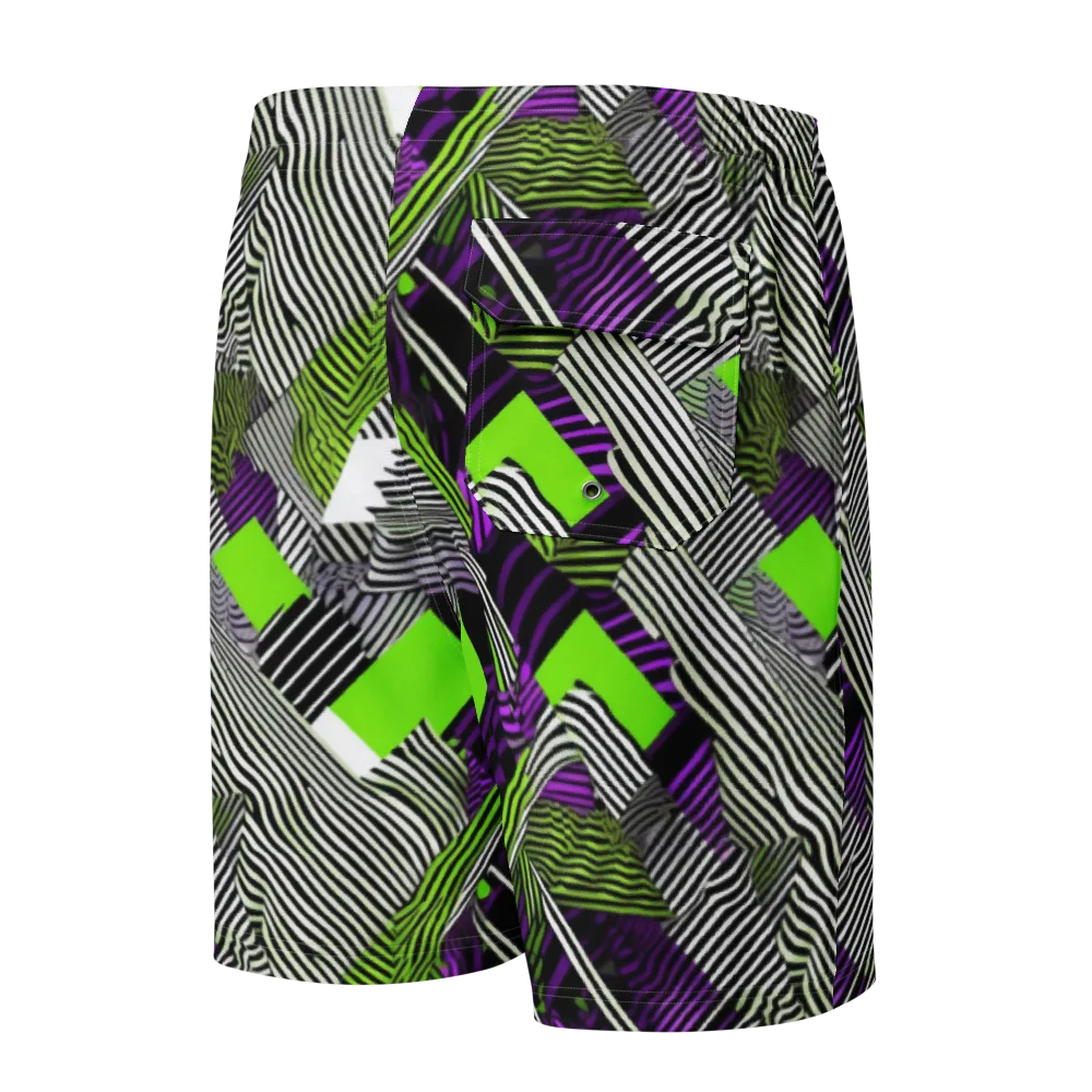 Neon Zebra Logic on Men's Board Shorts — Back