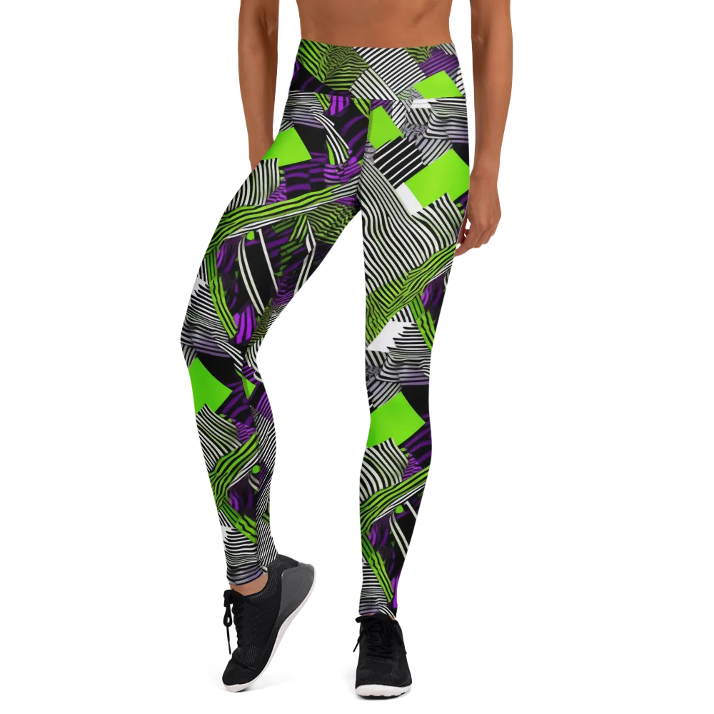 Neon Zebra Logic on Yoga Leggings — Front