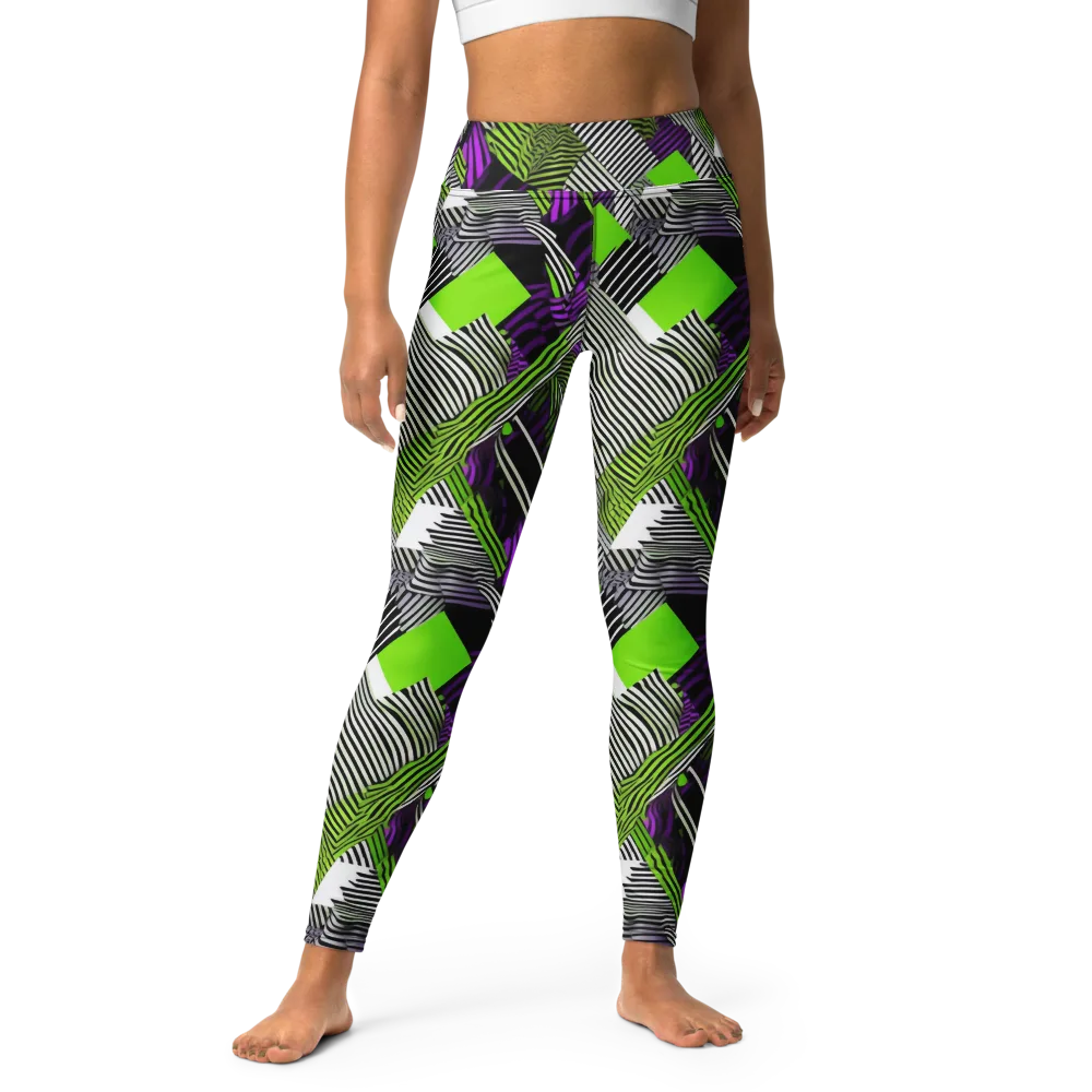 Neon Zebra Logic on Yoga Leggings — Front