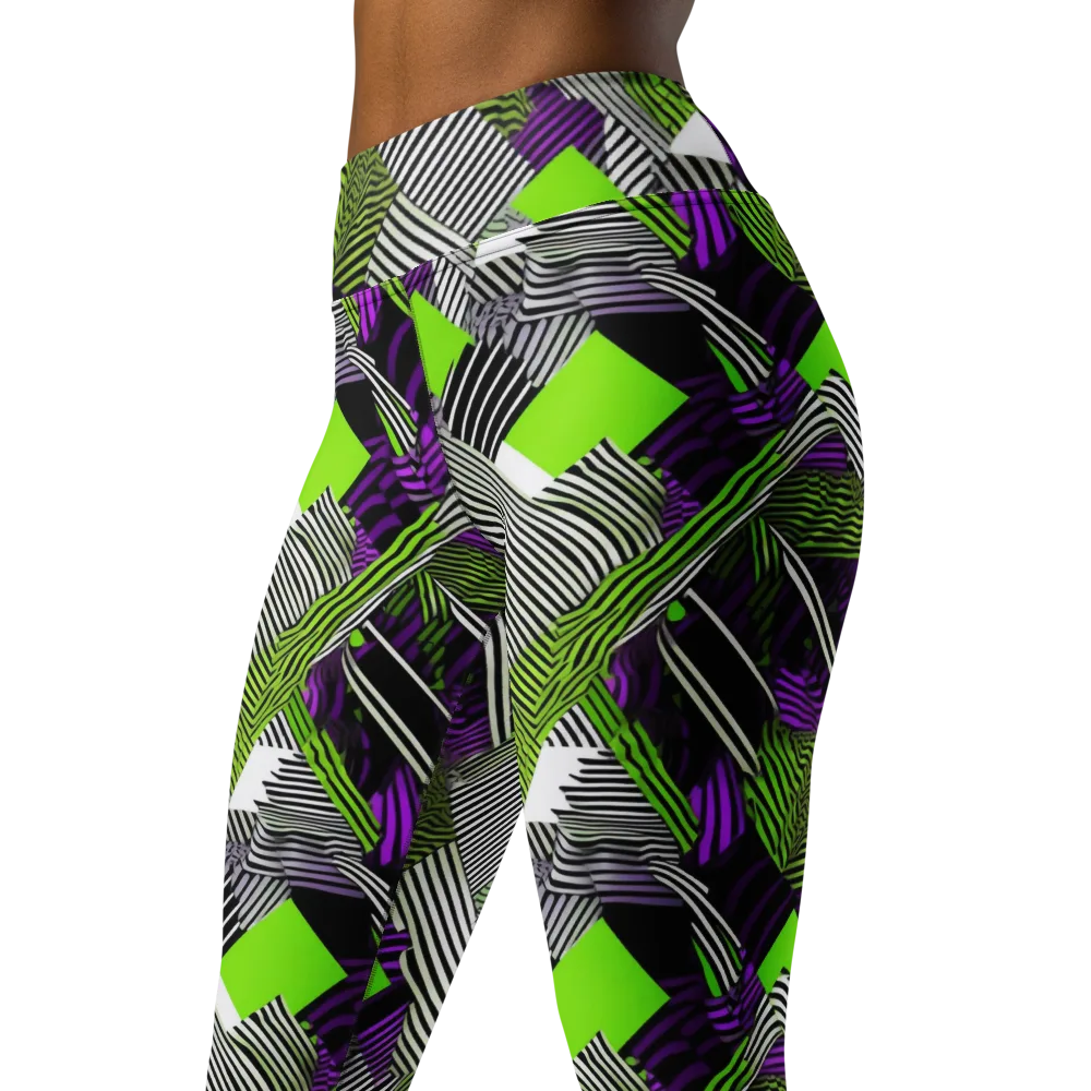 Neon Zebra Logic on Yoga Leggings — Left Front