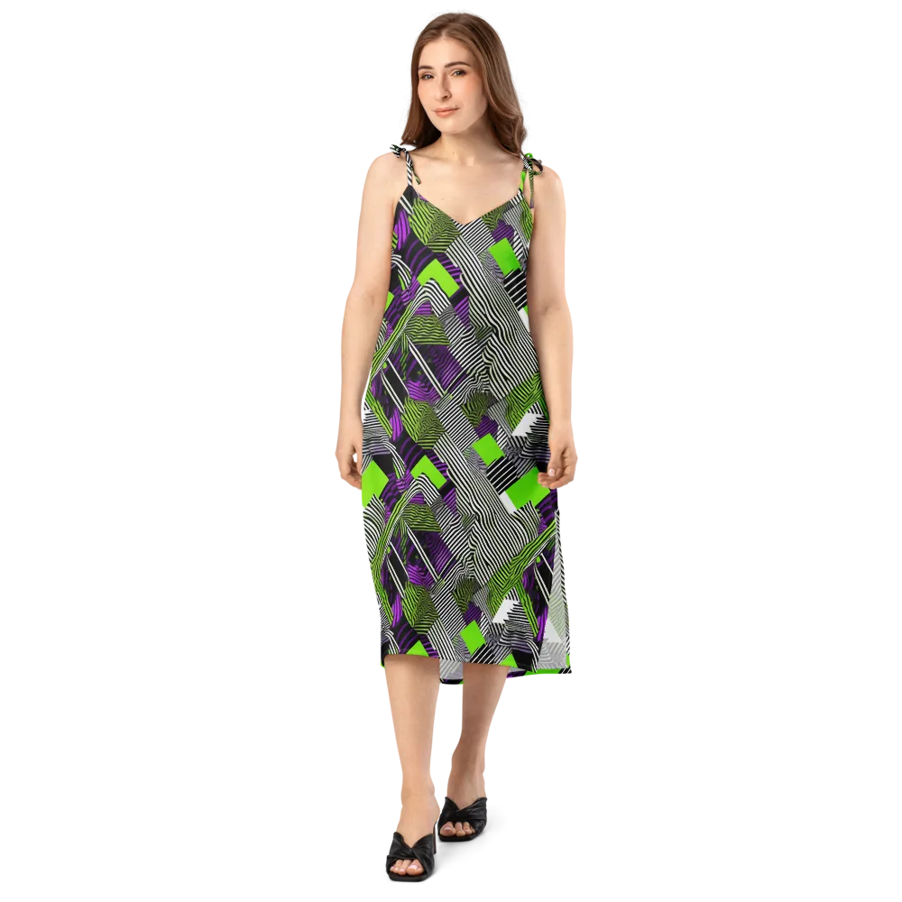 Neon Zebra Logic on Slip Dress — Front