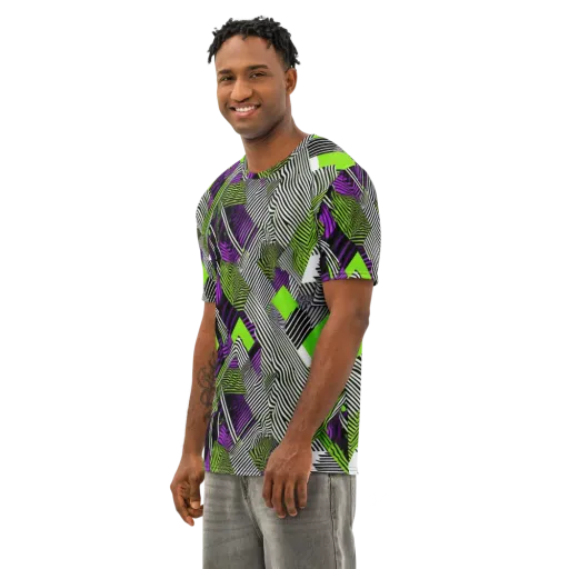 Neon Zebra Logic on a Men's Cotton Crew Neck T-Shirt
