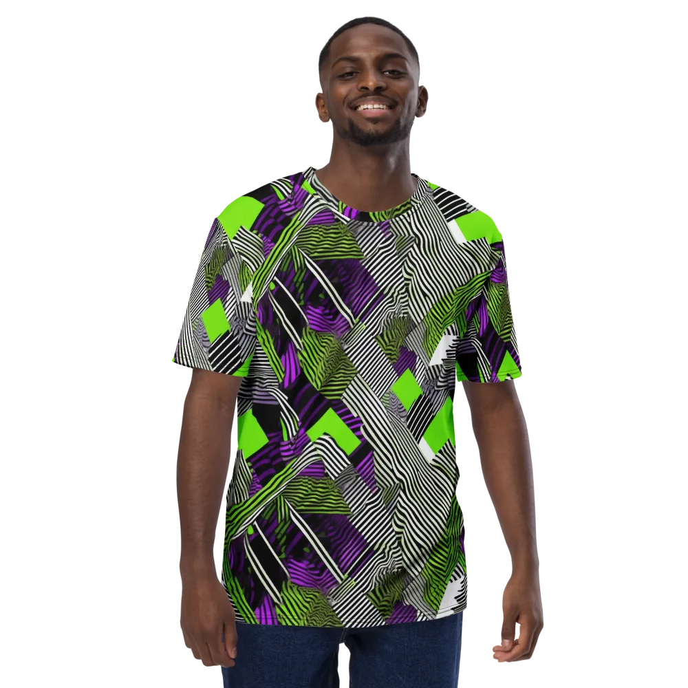 Neon Zebra Logic on Men's Crew Neck T-Shirt — Front