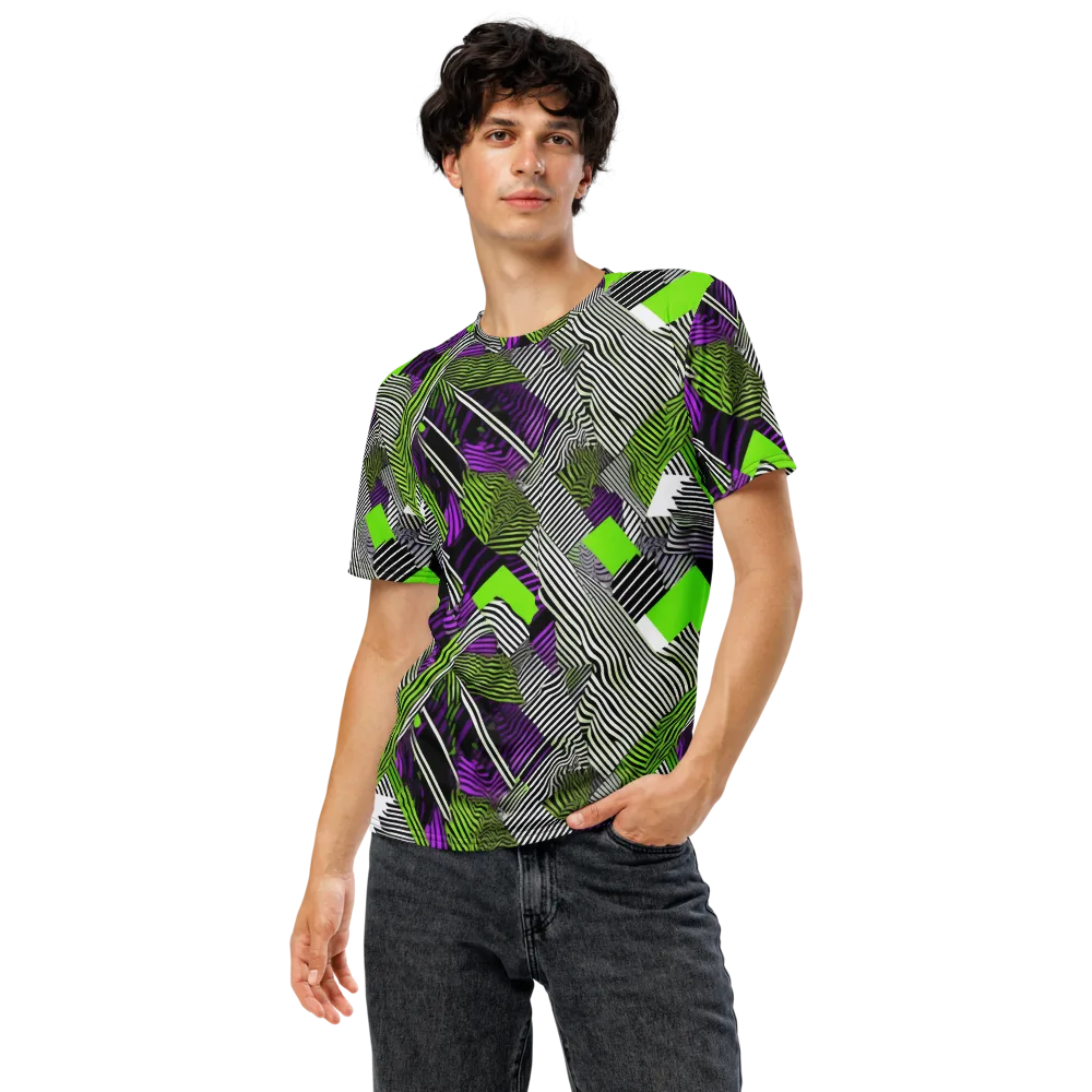 Neon Zebra Logic on Men's Crew Neck T-Shirt — Front