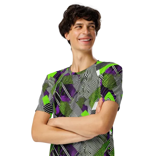 Neon Zebra Logic on a Men's Crew Neck T-Shirt