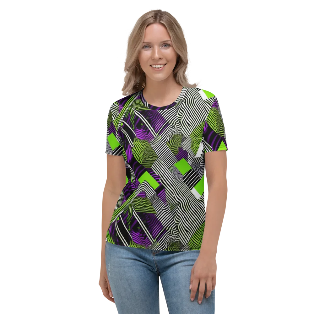 Neon Zebra Logic on Women's Crew Neck T-Shirt — Front
