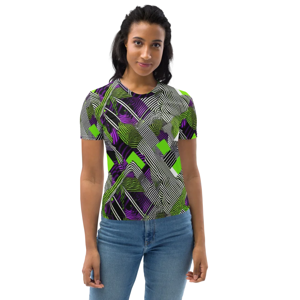 Neon Zebra Logic on Women's Crew Neck T-Shirt — Front