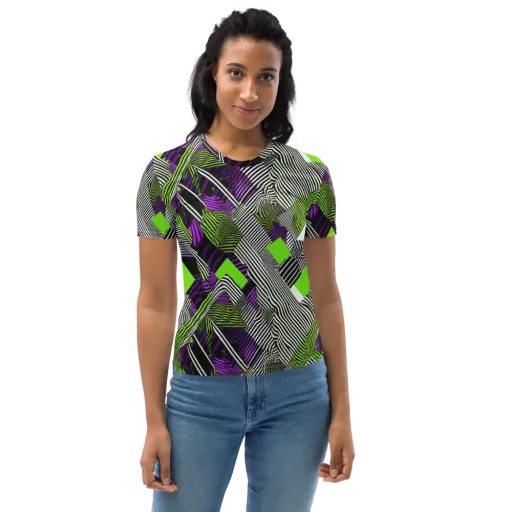 Neon Zebra Logic on a Women's Crew Neck T-Shirt