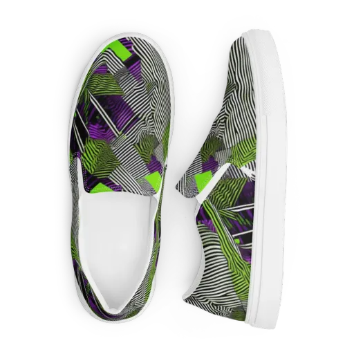 Neon Zebra Logic on a Men's Slip-On Canvas Shoes
