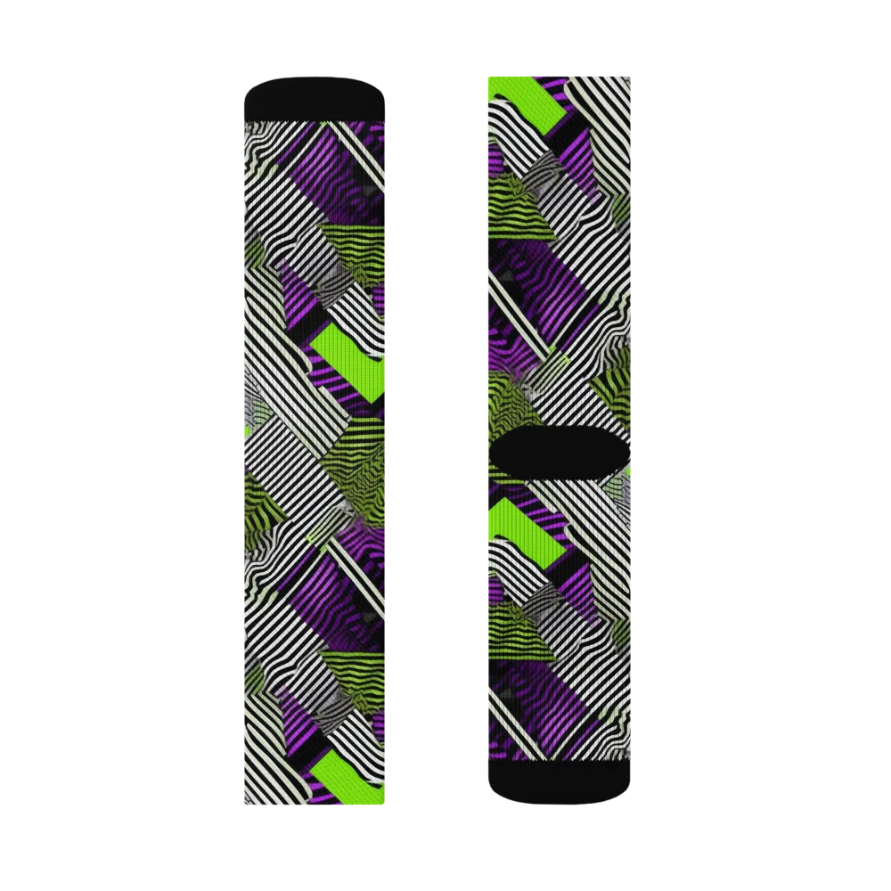 Neon Zebra Logic on Socks — Left Sock