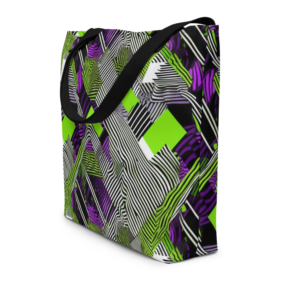 Neon Zebra Logic on Large Tote Bag W/ Pocket — Front