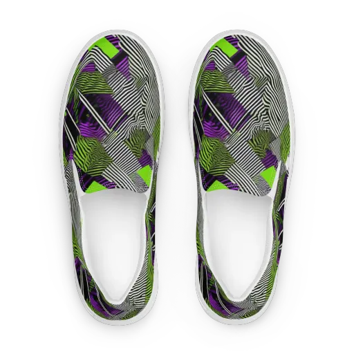 Neon Zebra Logic on a Women's Slip-On Canvas Shoes
