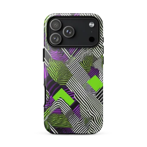 Neon Zebra Logic on a Tough Case for iPhone®