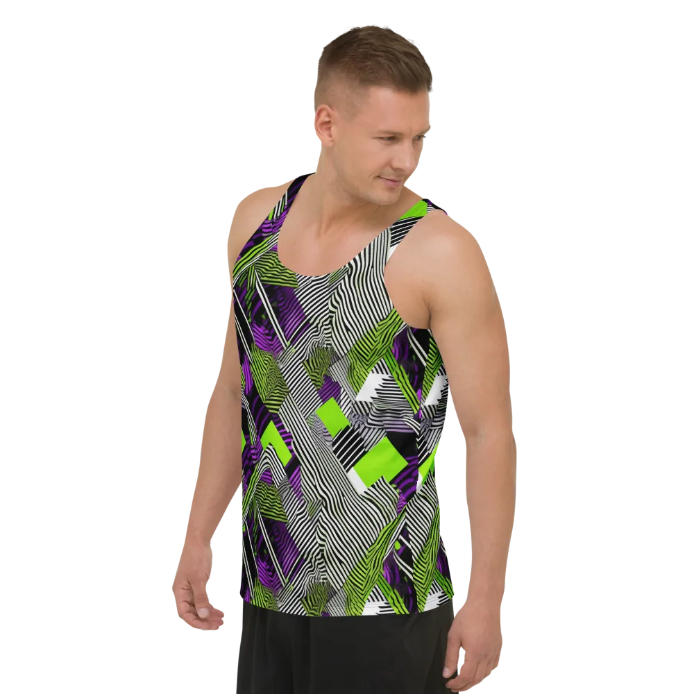 Neon Zebra Logic on Men's Tank Top — Left Front