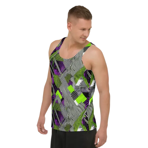 Neon Zebra Logic on a Men's Tank Top