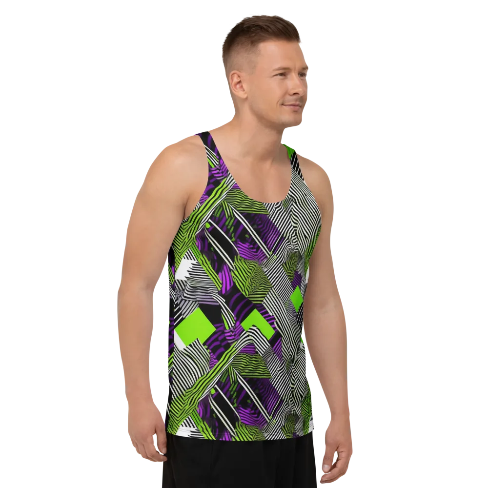 Neon Zebra Logic on Men's Tank Top — Right Front