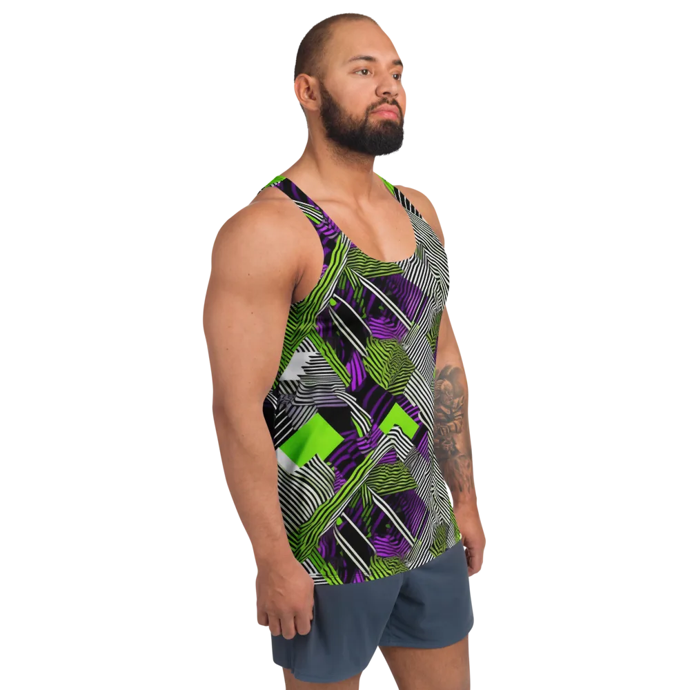 Neon Zebra Logic on Men's Tank Top — Right Front