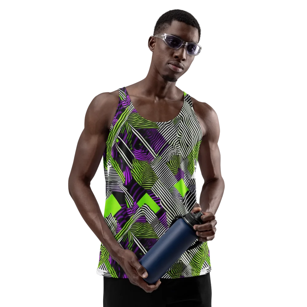 Neon Zebra Logic on Men's Tank Top — Front