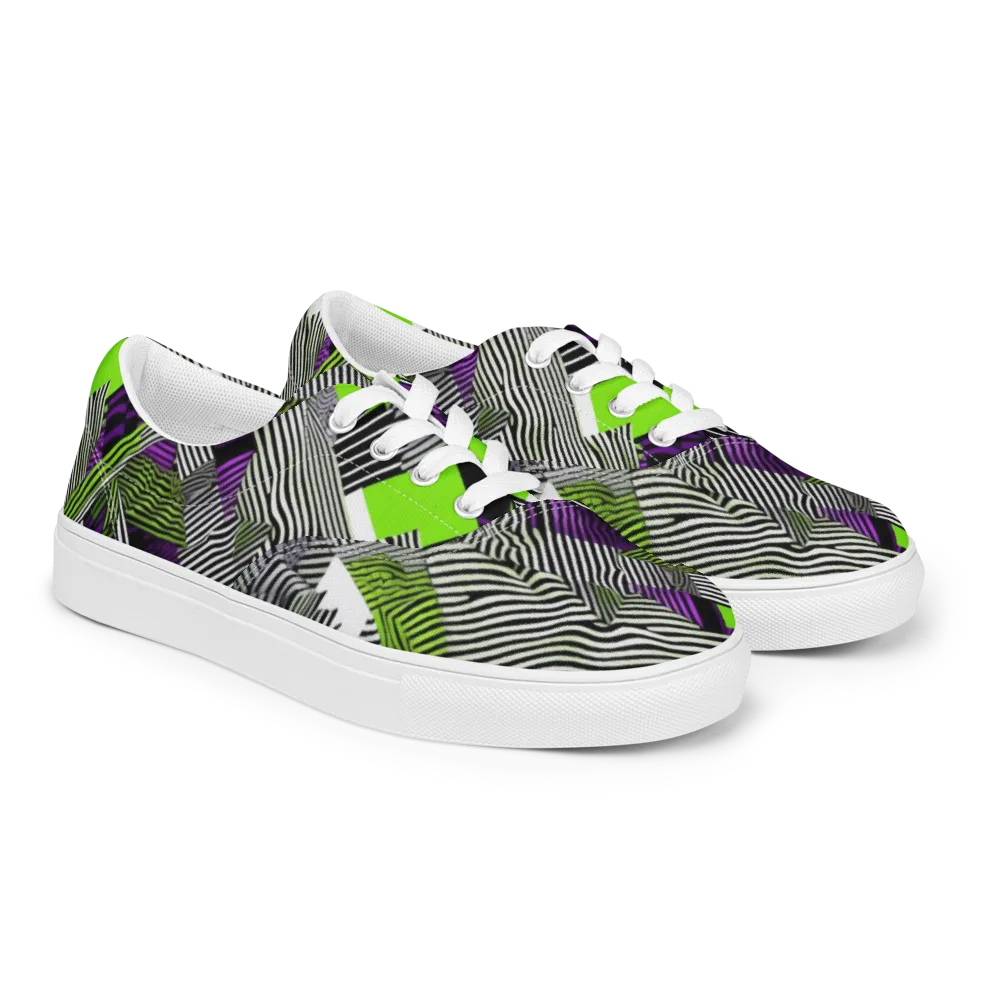 Neon Zebra Logic on Men's Lace-Up Canvas Shoes — Right Front