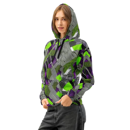 Neon Zebra Logic on a Cotton Hoodie