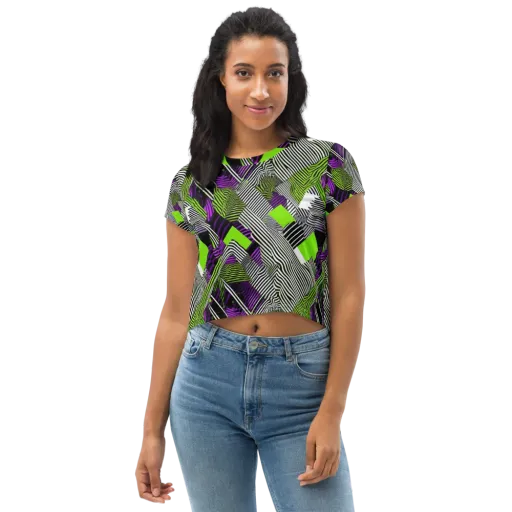 Neon Zebra Logic on a Crop Tee