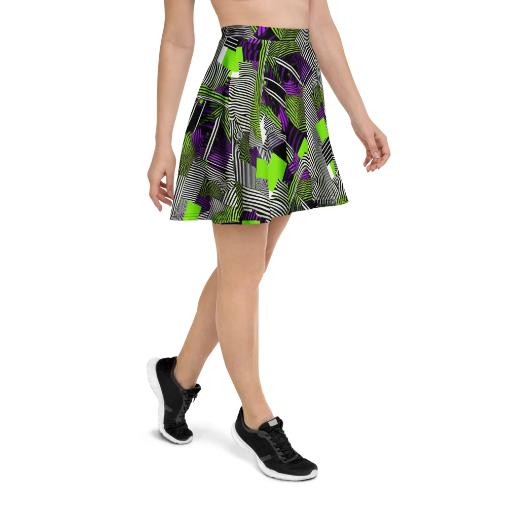 Neon Zebra Logic on Skater Skirt — Right