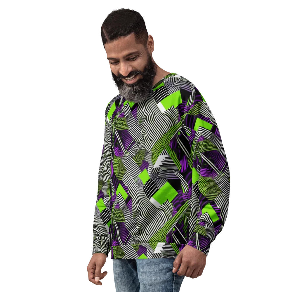 Neon Zebra Logic on Sweatshirt — Left Front