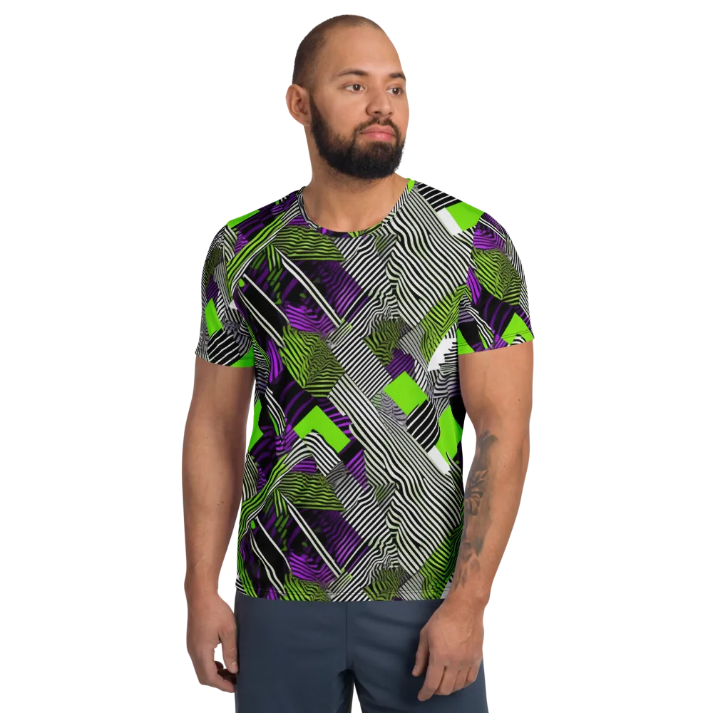 Neon Zebra Logic on Men's Athletic T-Shirt — Front