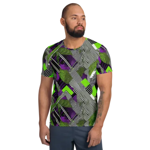 Neon Zebra Logic on a Men's Athletic T-Shirt