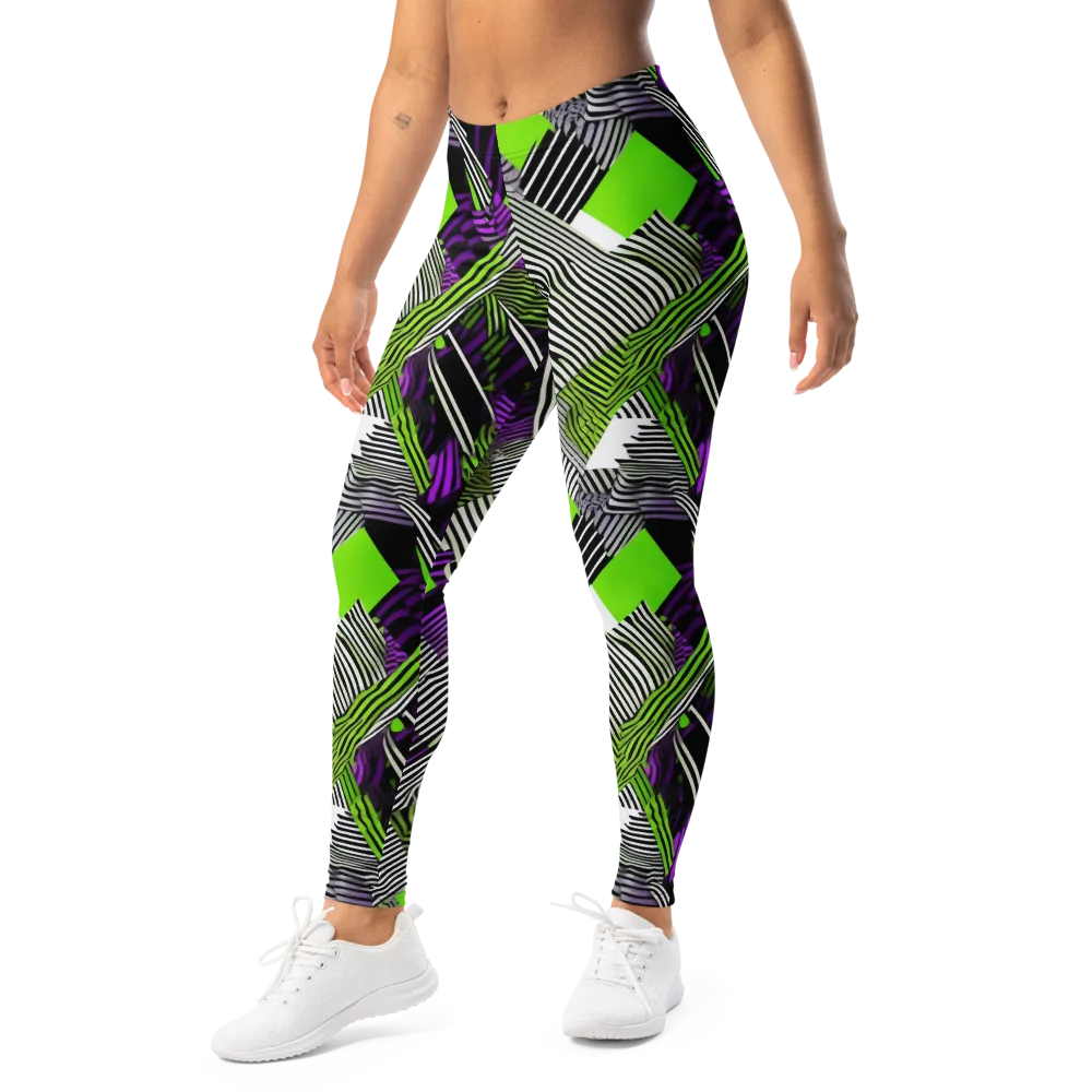 Neon Zebra Logic on Leggings — Left Front