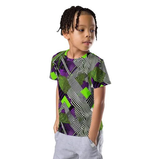 Neon Zebra Logic on a Kids Crew Neck T-Shirt