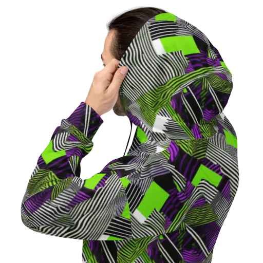Neon Zebra Logic on a Hoodie