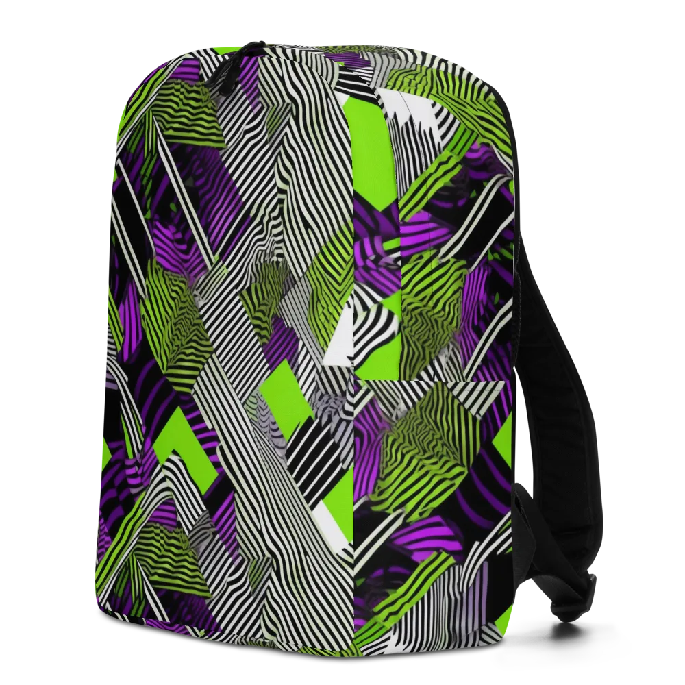 Neon Zebra Logic on Minimalist Backpack — Left