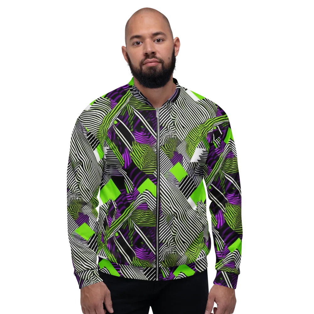 Neon Zebra Logic on Bomber Jacket — Front