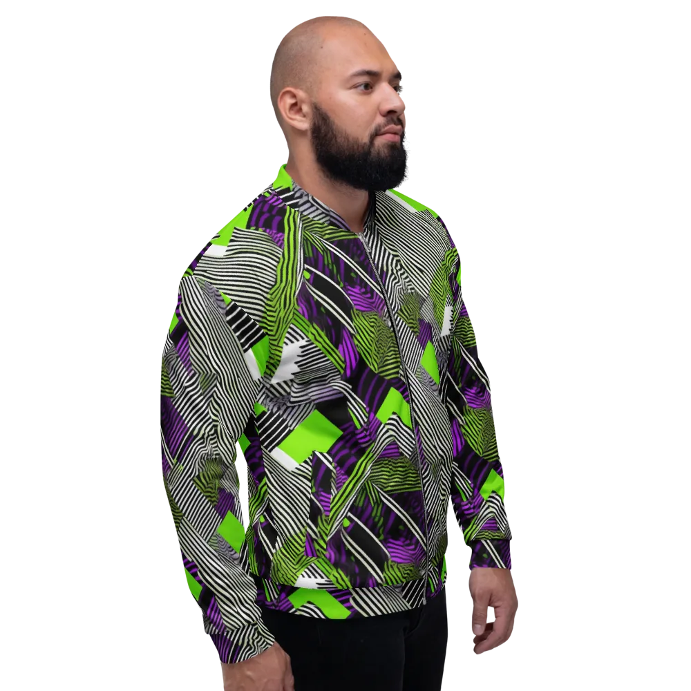 Neon Zebra Logic on Bomber Jacket — Right