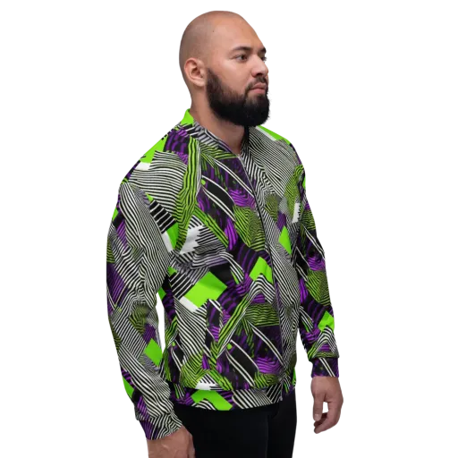 Neon Zebra Logic on a Bomber Jacket