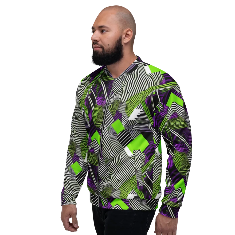 Neon Zebra Logic on Bomber Jacket — Left