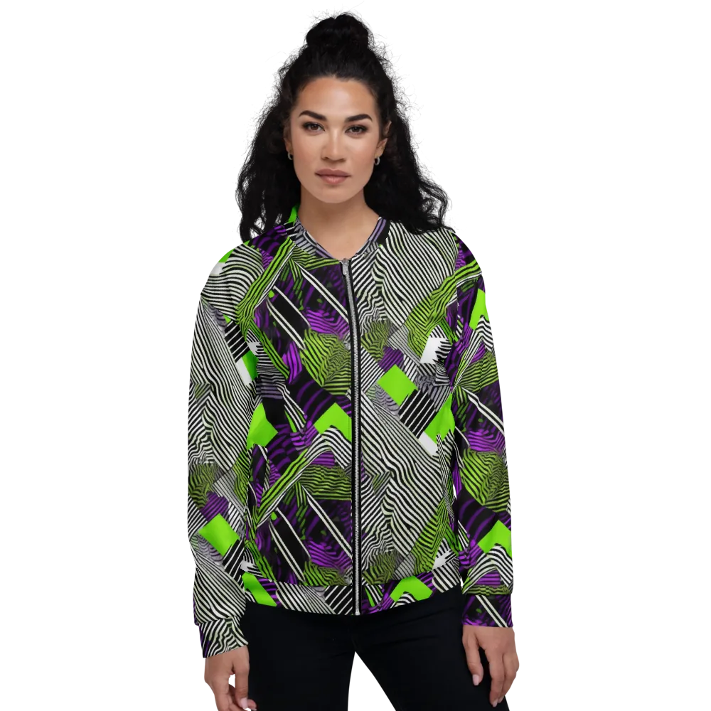 Neon Zebra Logic on Bomber Jacket — Front