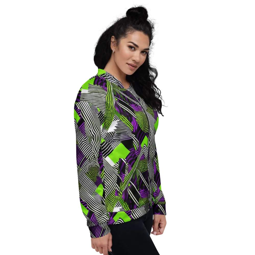 Neon Zebra Logic on Bomber Jacket — Right