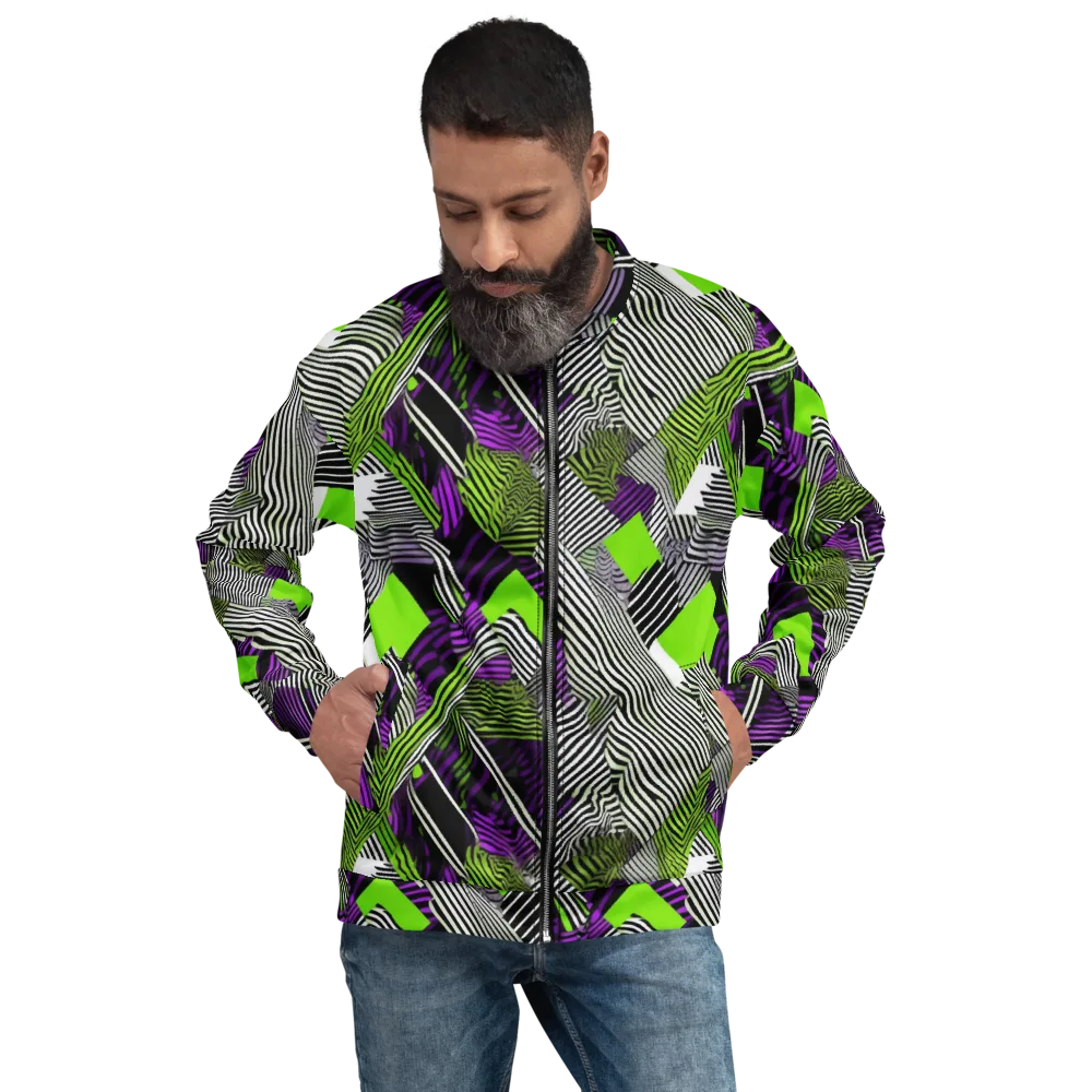 Neon Zebra Logic on Bomber Jacket — Front