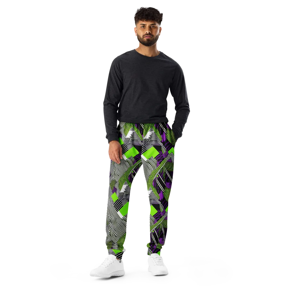Neon Zebra Logic on Men's Joggers — Front