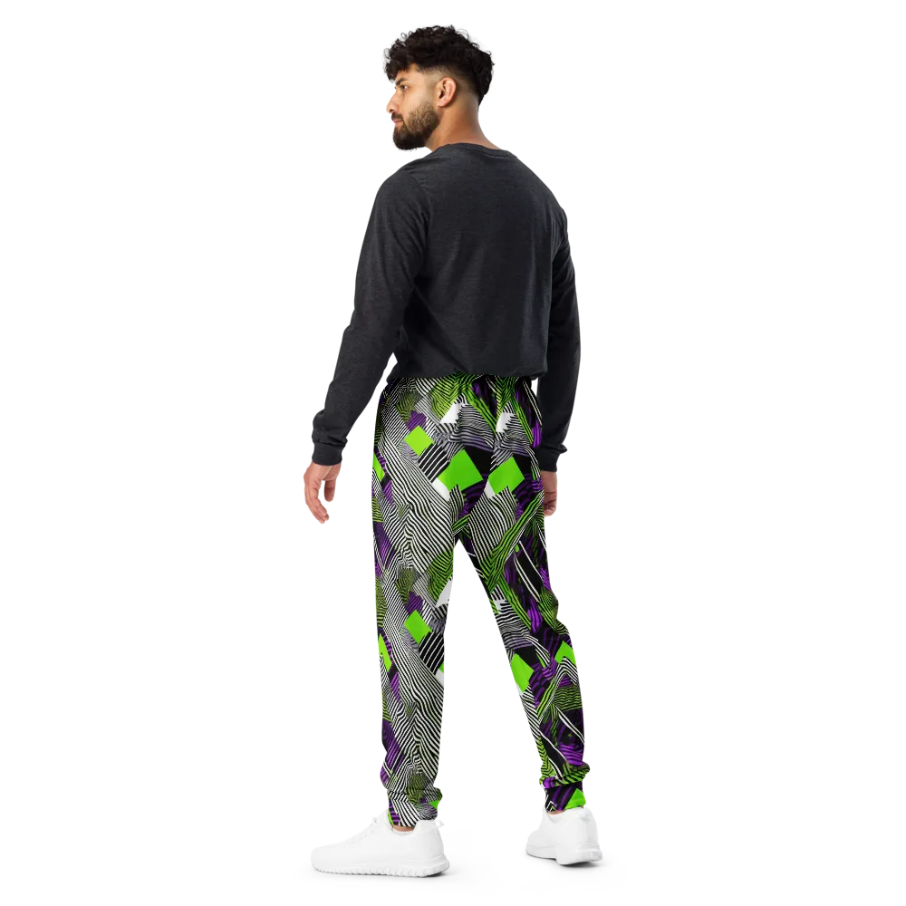 Neon Zebra Logic on Men's Joggers — Back