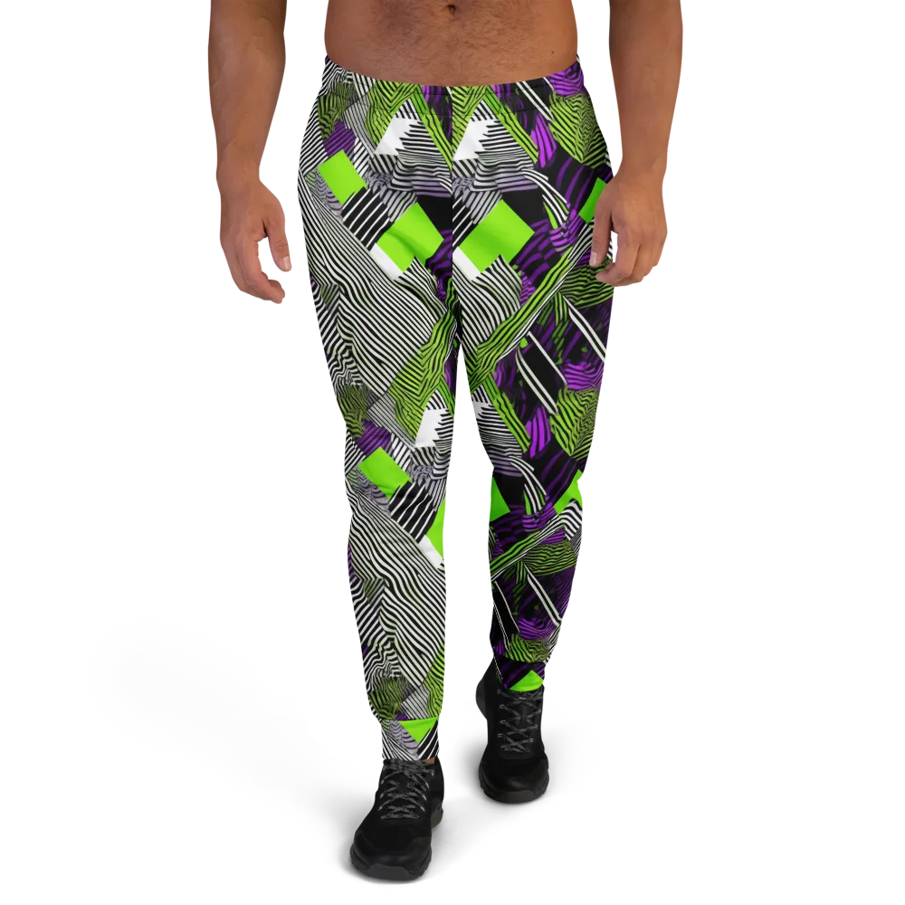 Neon Zebra Logic on Men's Joggers — Front