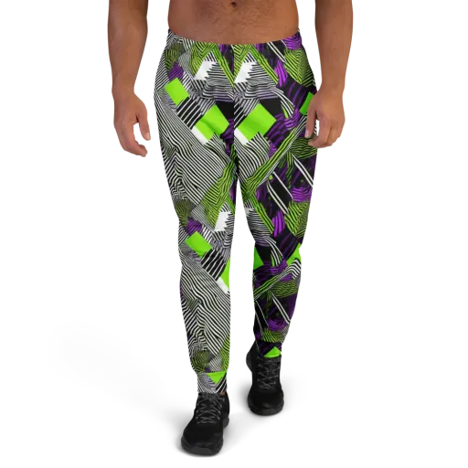 Neon Zebra Logic on a Men's Joggers