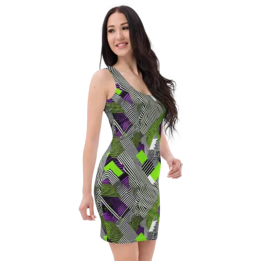 Neon Zebra Logic on a Bodycon Dress