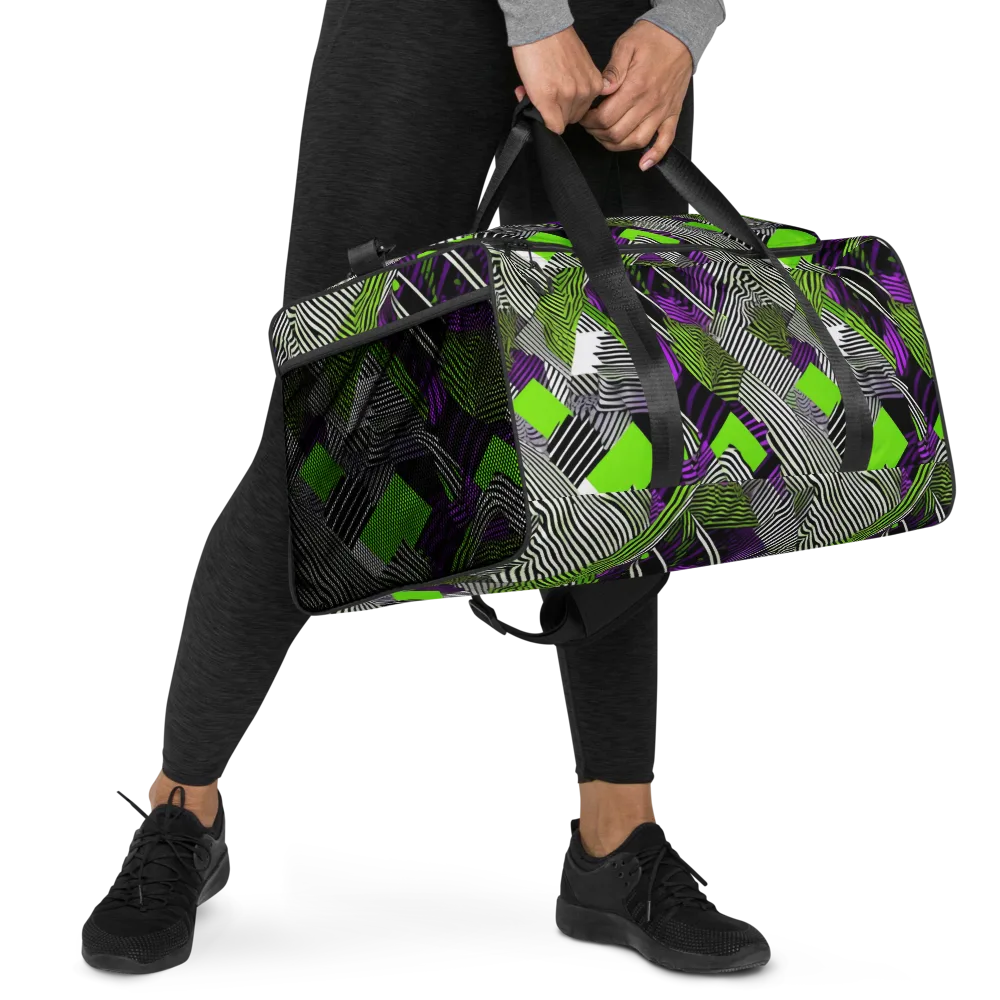 Neon Zebra Logic on Duffle Bag — Right Front