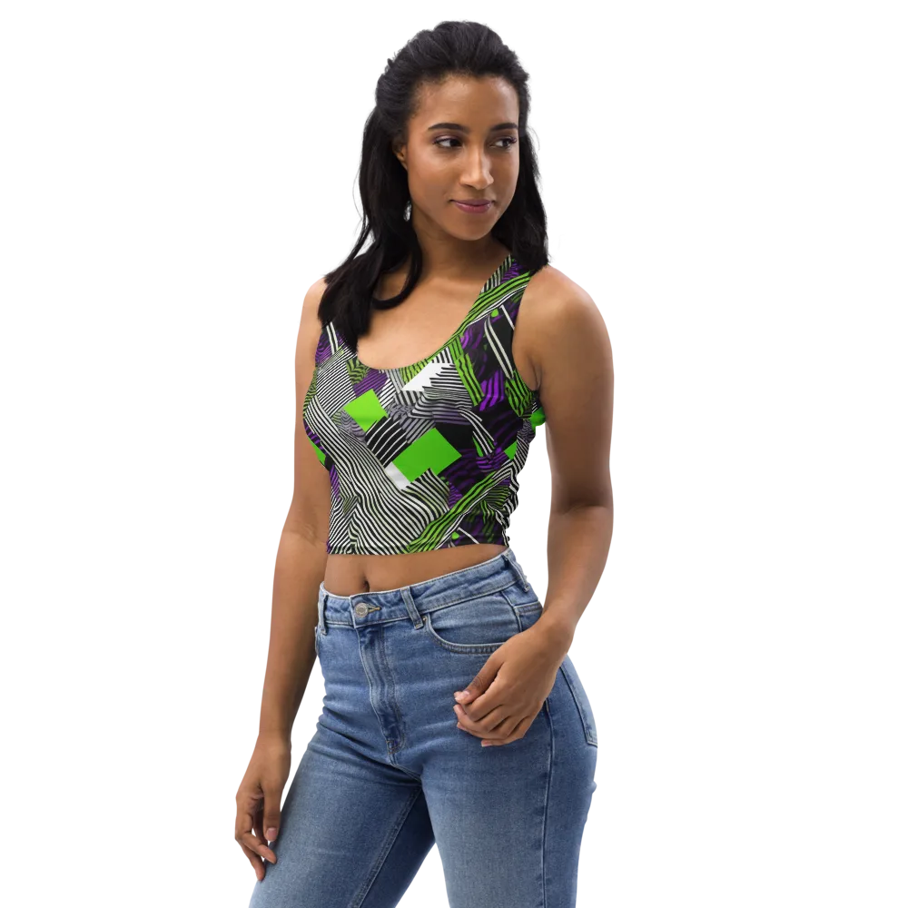 Neon Zebra Logic on Crop Top — Left Front
